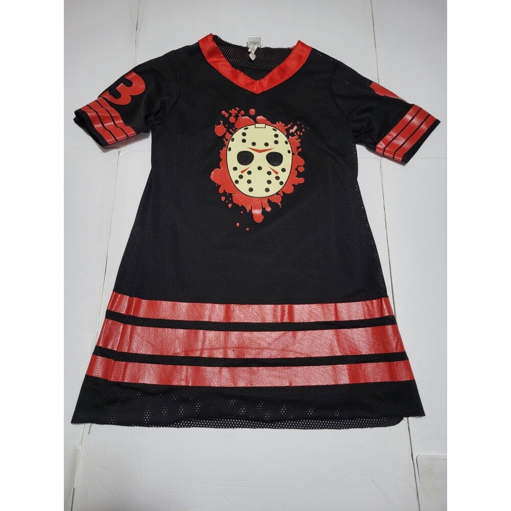 (#18) Friday The 13th Jason Voorhees Horror Mask Graphic Jersey Dress L (10-12)